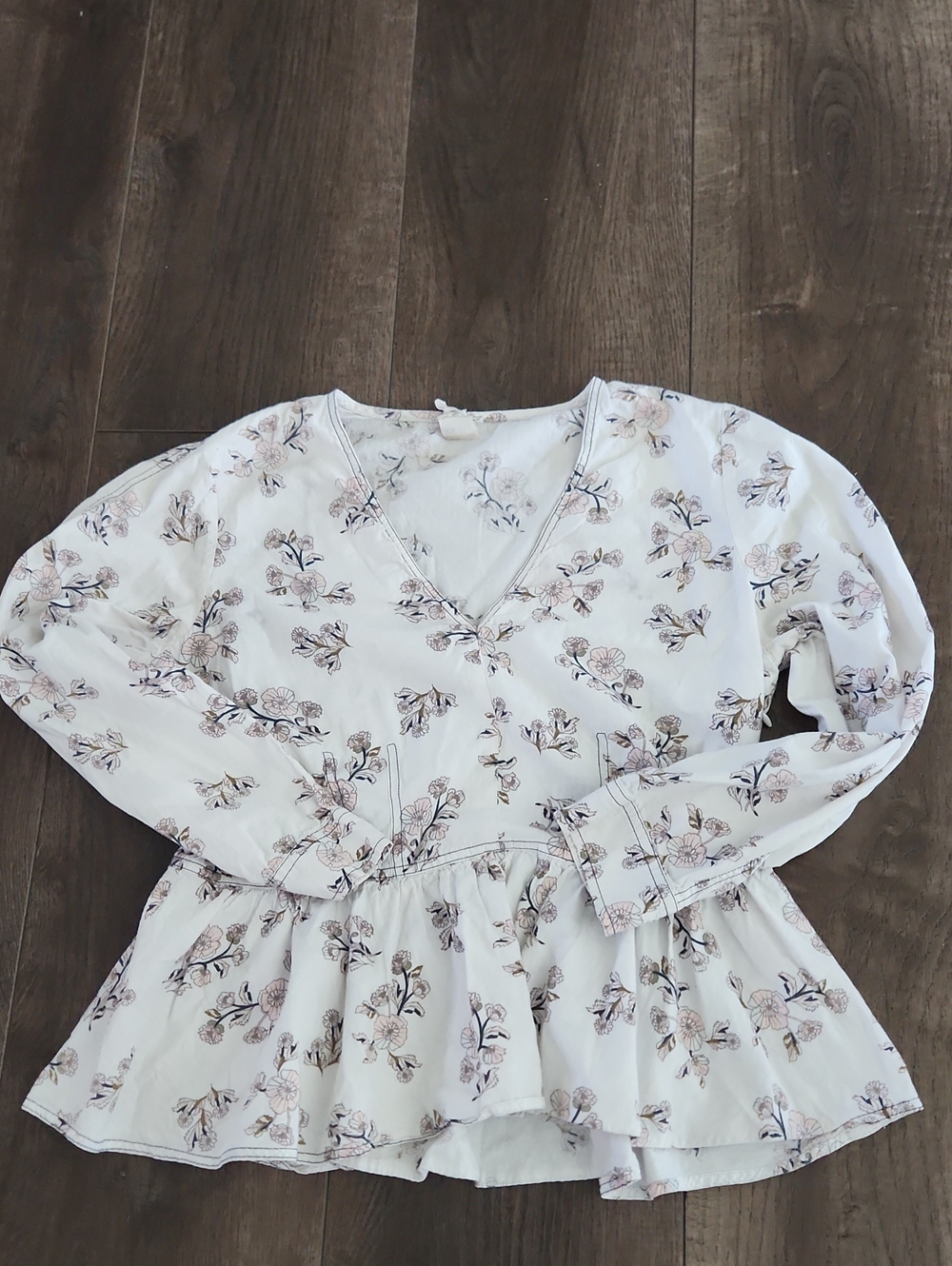 LA VIE Rebecca Taylor Floral Peplum Blouse Size Large